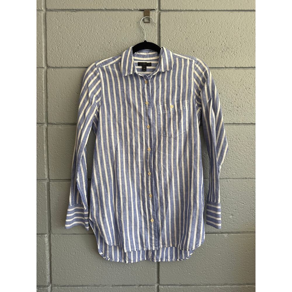 J.Crew Relaxed-Fit Striped Linen Cotton Boy Shirt size 00